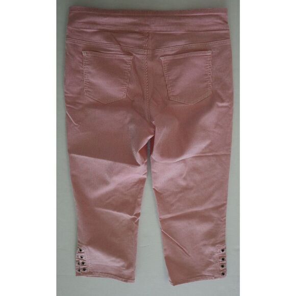 Westbound ST1PW860 Women's Sz 14 Red/White Striped Mid-Rise Stretch Capris - Picture 2 of 4